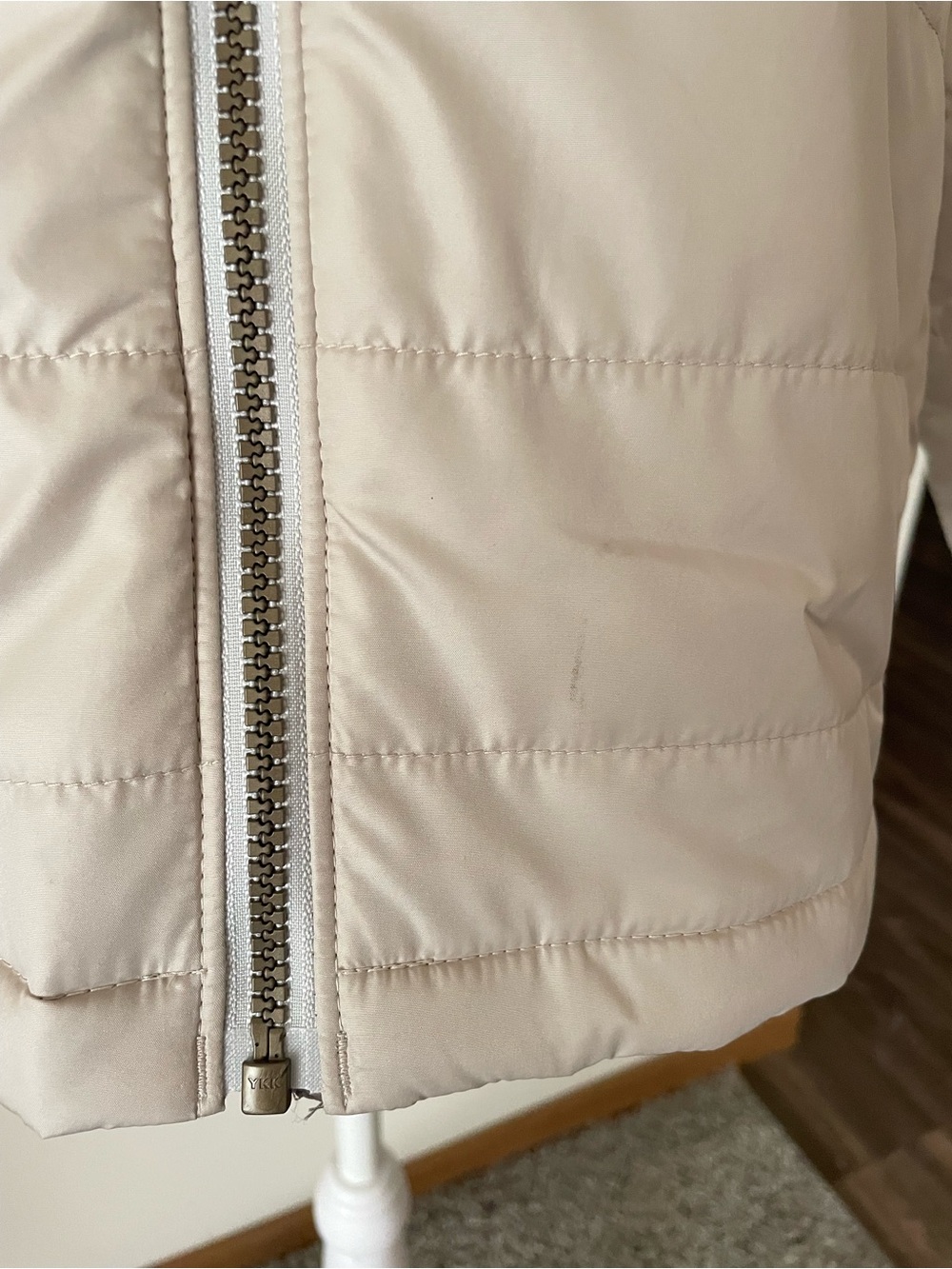 L.L.Bean Mountain Classic Puffer Jacket Colorblock Taupe Brown 1X Plus - Picture 3 of 4
